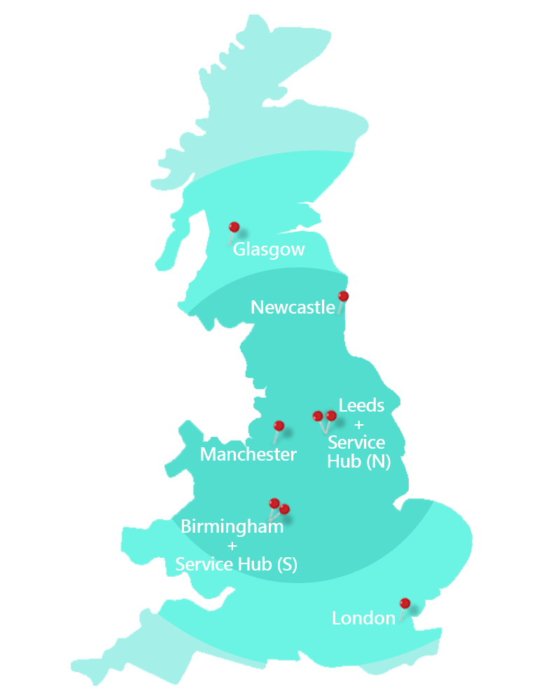 XBM has offices in Glasgow, Newcastle, Leeds, Manchester, Birmingham, London and Service Hubs in Leeds and Birmingham